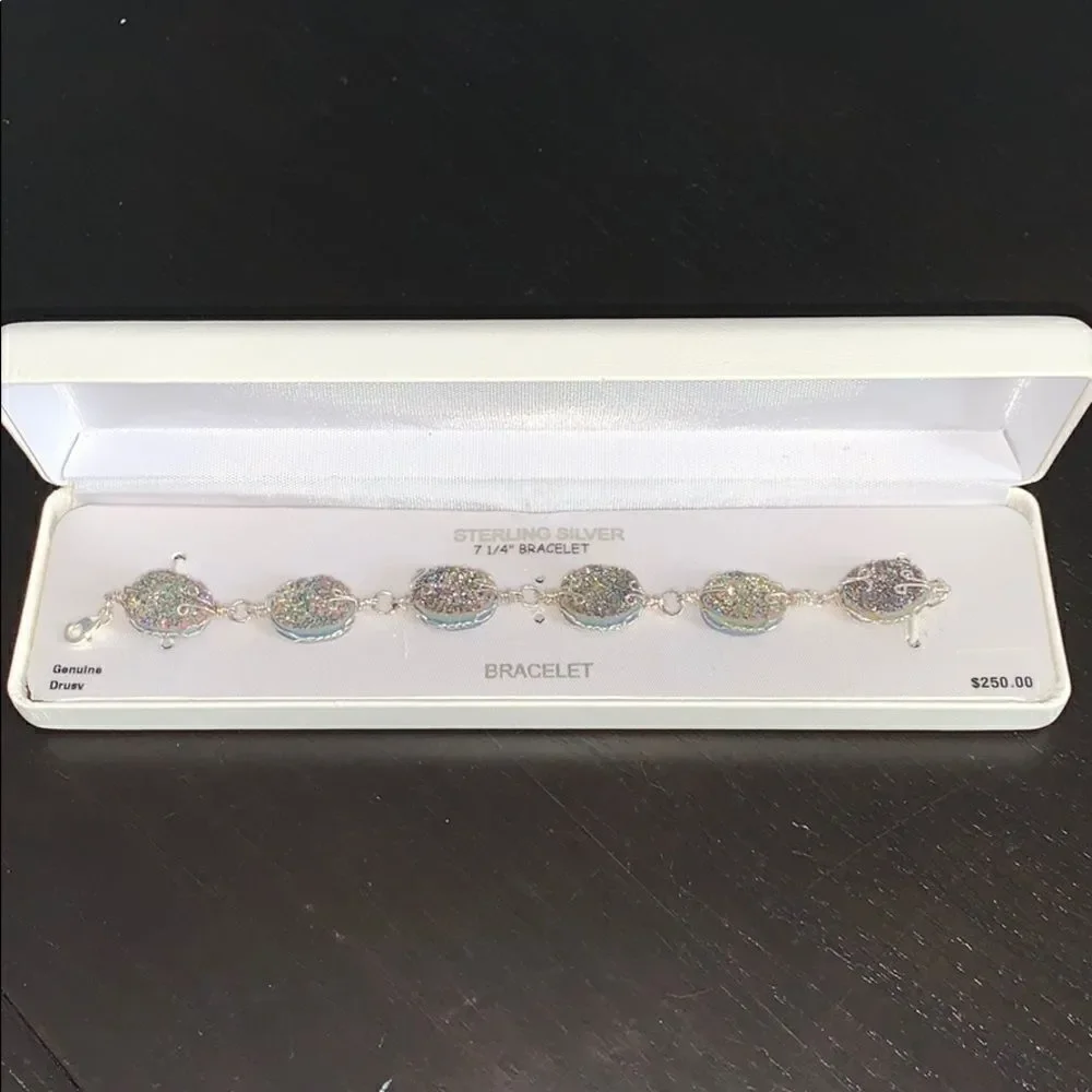 Kohl’s genuine druzy sterling silver bracelet.